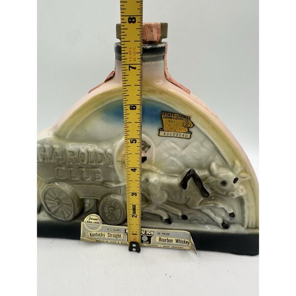 Vintage Jim Beam Harolds Club Whiskey Bottle Wagon Decanter 1969 IA Stamp - Picture 3 of 5